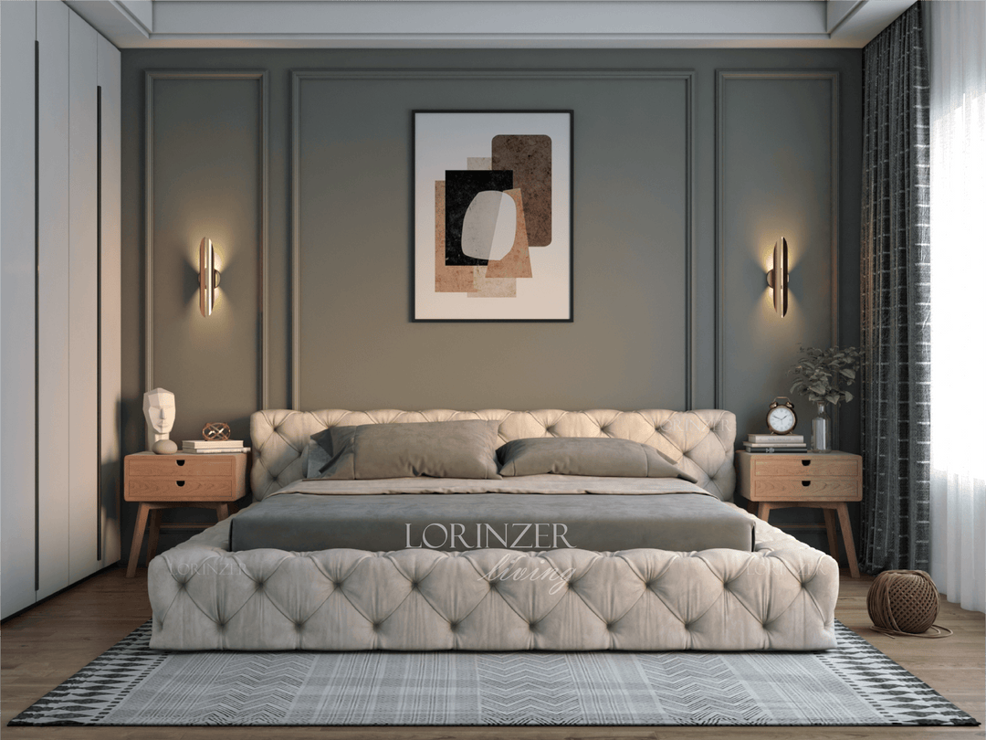 Zegna Park Lane Cream Chesterfield Bed | Lorinzer Living